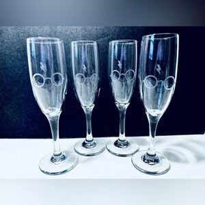 Harry Potter Set Of 4 Etched Eyeglasses & Scar Champagne Flute Glasses
